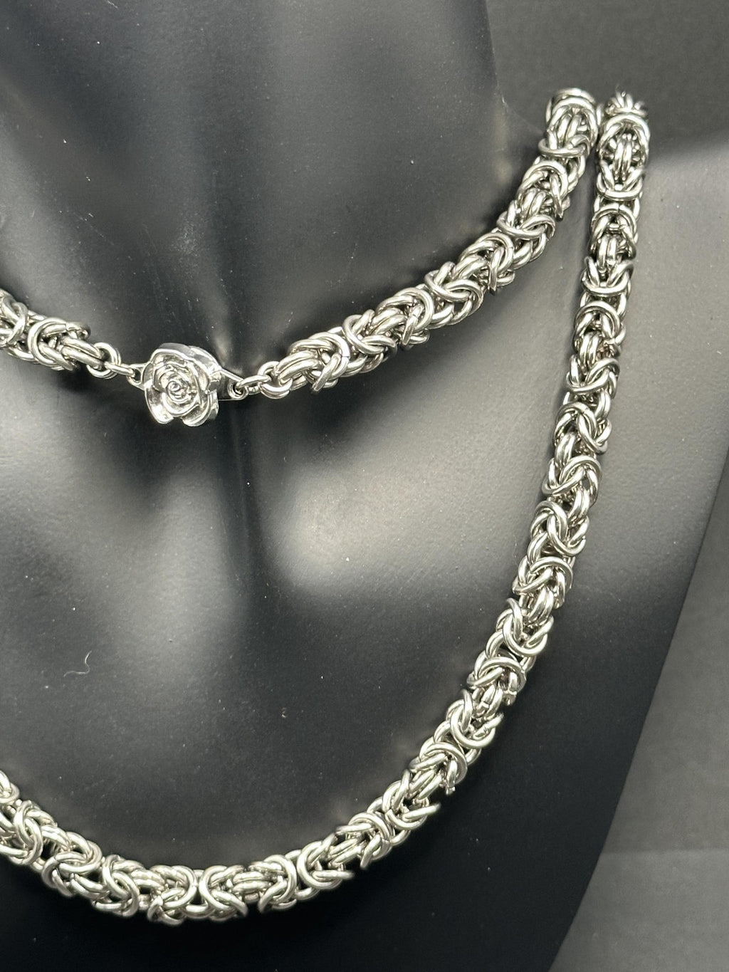 Stainless Steel Double Byzantine Chainmaille Necklace: Fantasy Unisex Jewelry