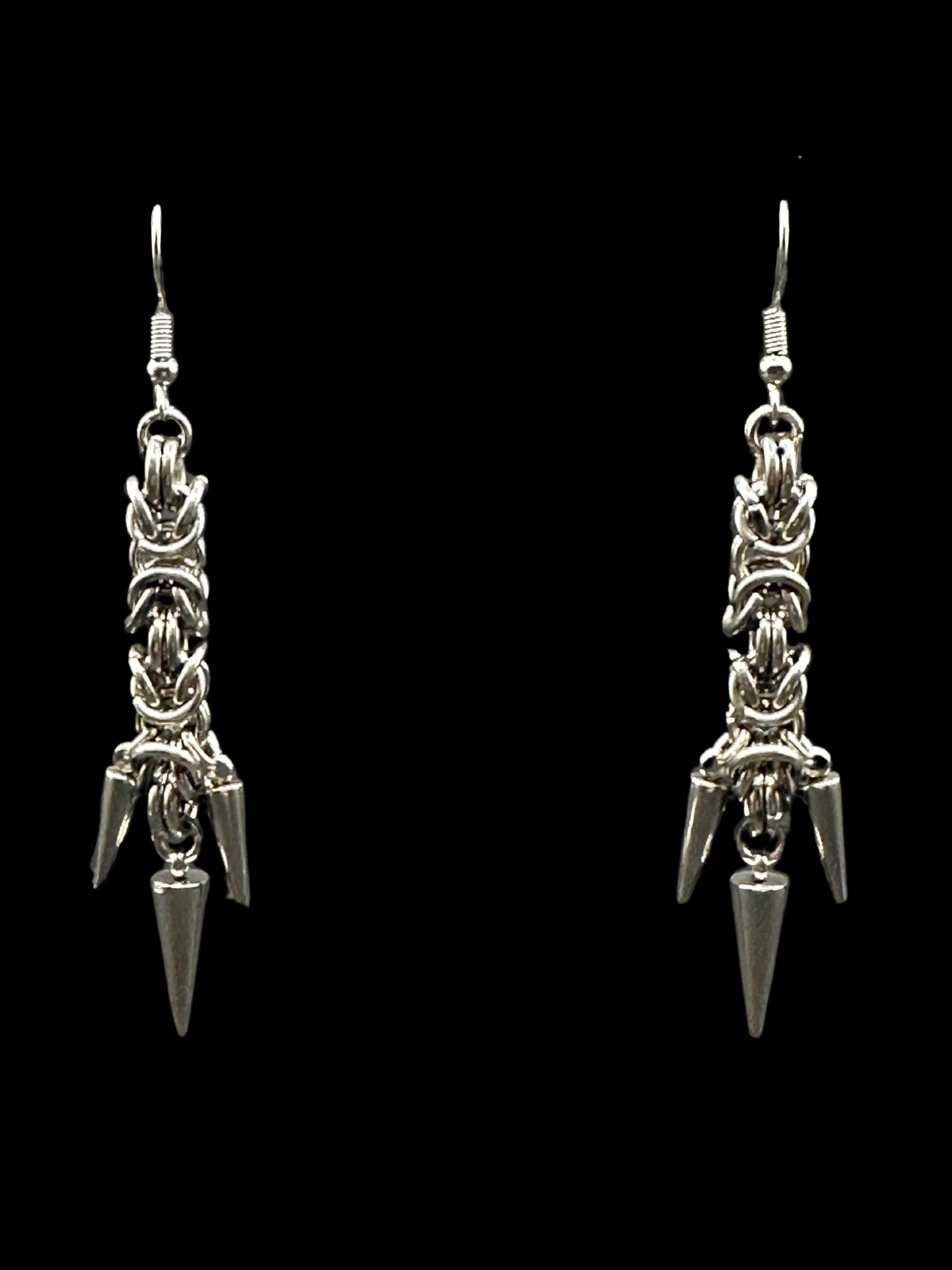 Byzantine Chainmaille Earrings - Stainless Steel - Handmade Fantasy Jewelry - Choose Your Length