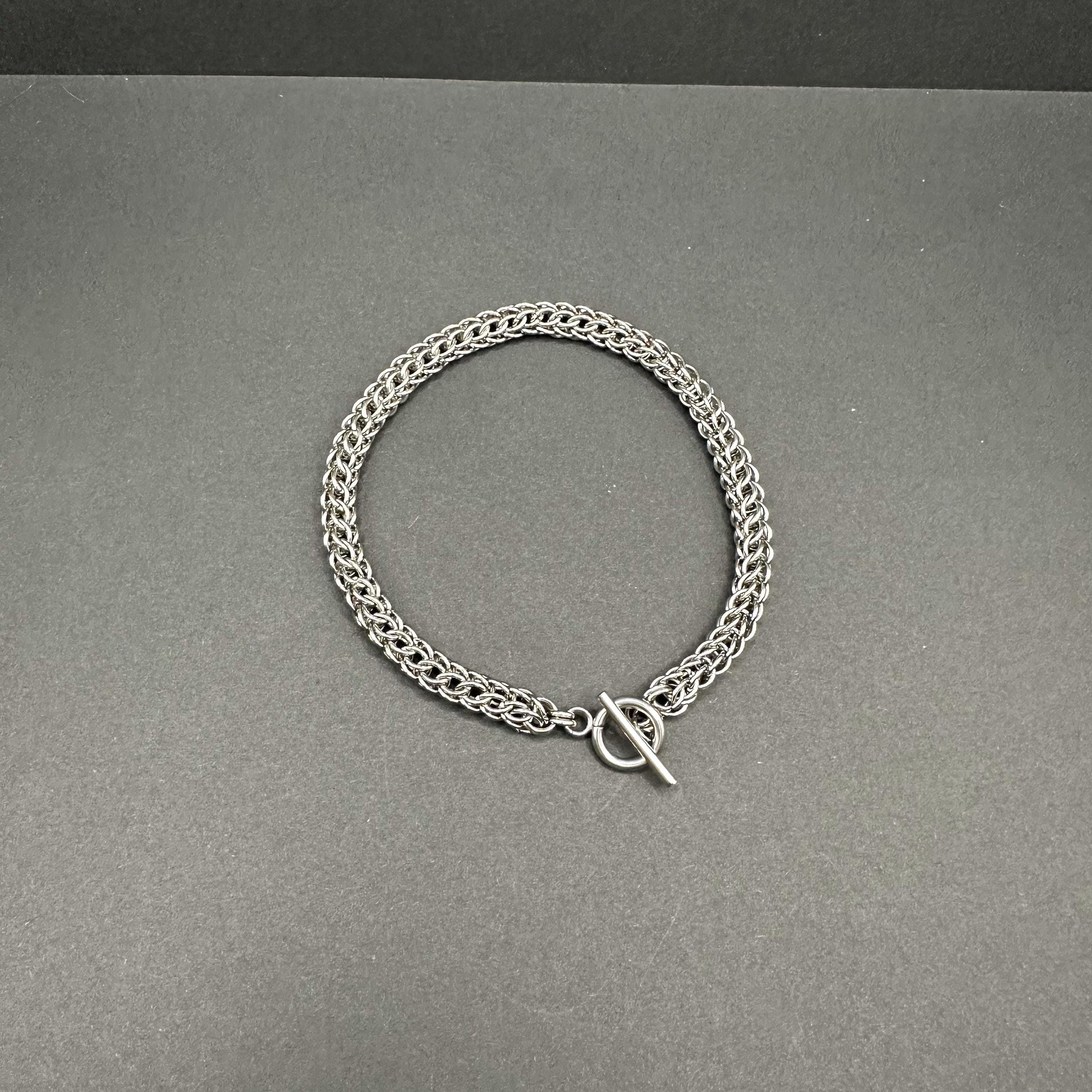 Small Persian 6-in-1 Chainmaille Bracelet – Stainless Steel – Handmade Fantasy Jewelry – Slim Intricate Weave