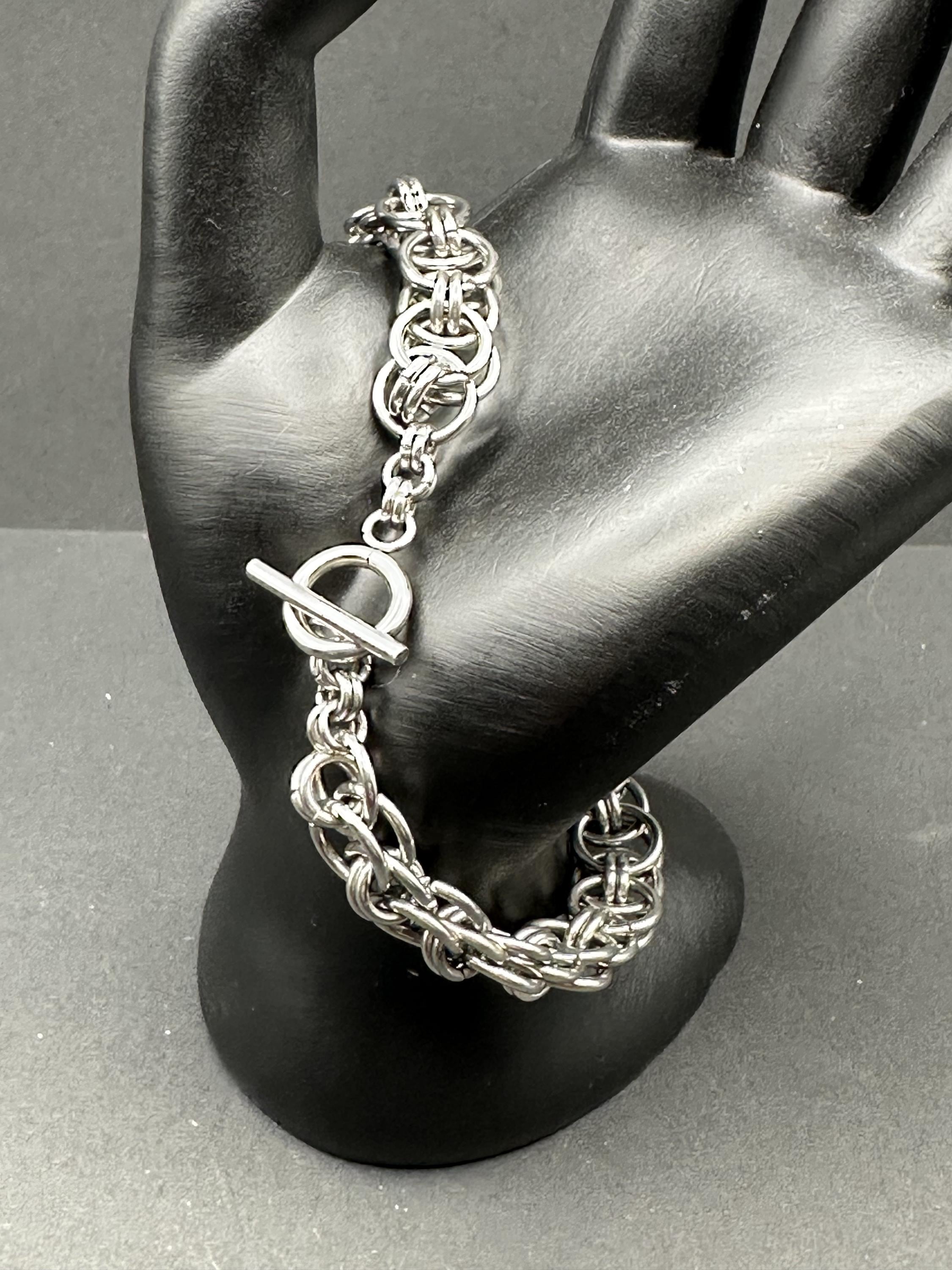 Helm Weave Chainmail Bracelet – Handmade Stainless Steel Chain Maille Jewelry – Elegant, Bold & Custom-Fit