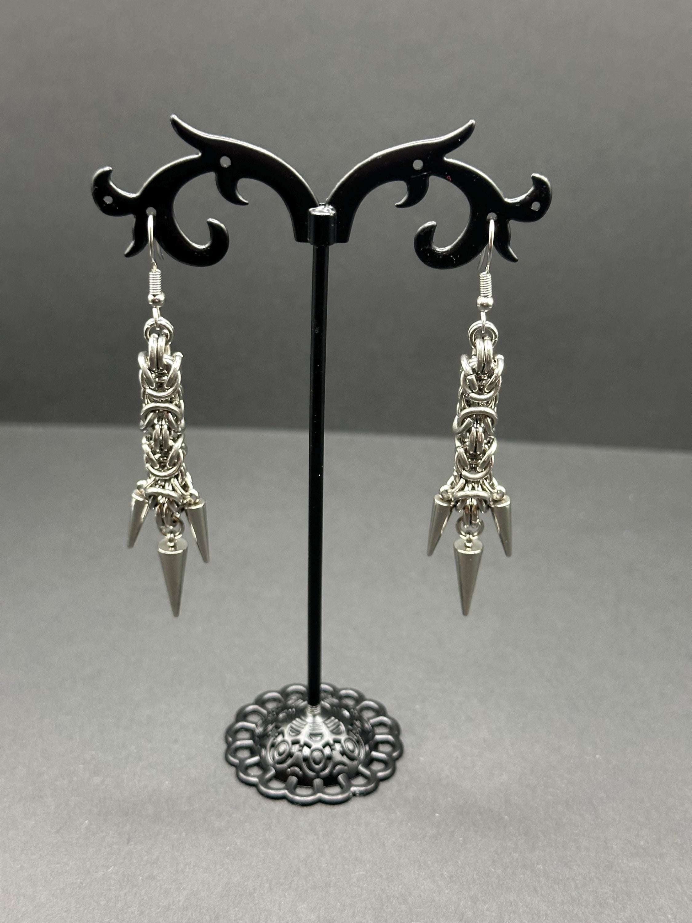 Byzantine Chainmaille Earrings - Stainless Steel - Handmade Fantasy Jewelry - Choose Your Length