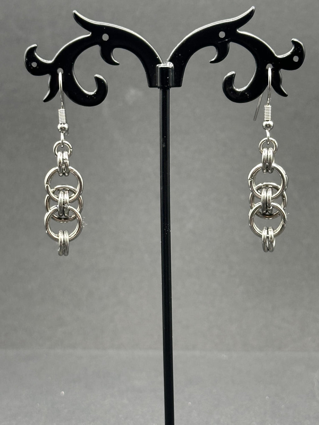 Helm Weave Chainmaille Earrings — Fantasy-Inspired Stainless Steel Elegance