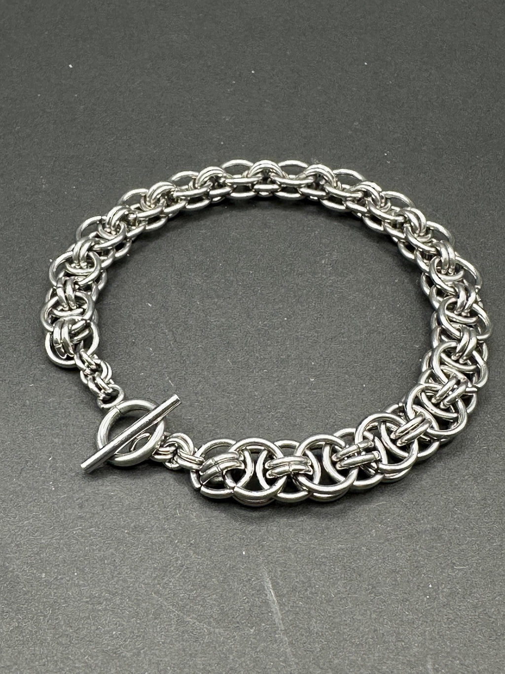 Helm Weave Chainmail Bracelet – Handmade Stainless Steel Chain Maille Jewelry – Elegant, Bold & Custom-Fit