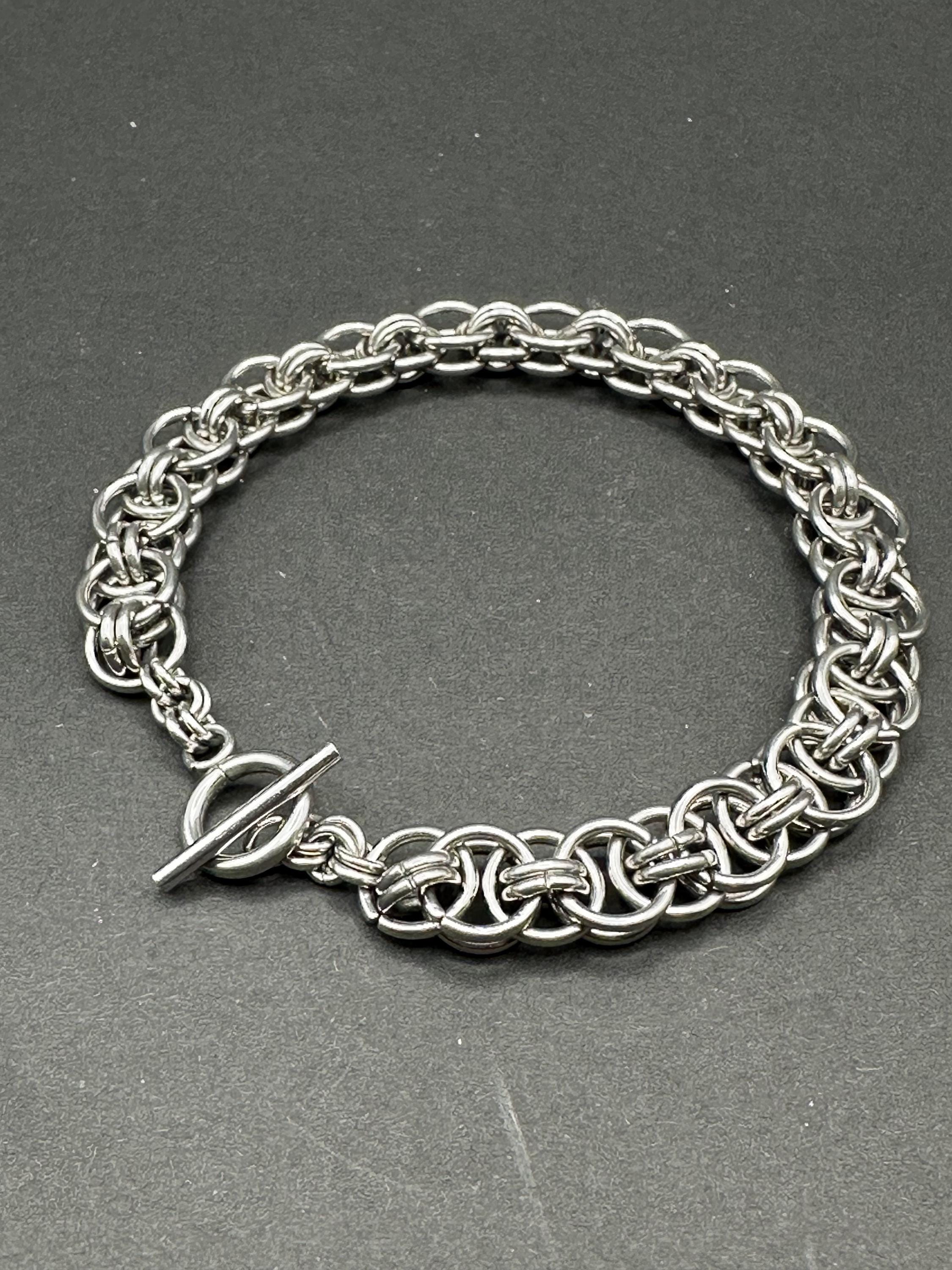 Helm Weave Chainmail Bracelet – Handmade Stainless Steel Chain Maille Jewelry – Elegant, Bold & Custom-Fit