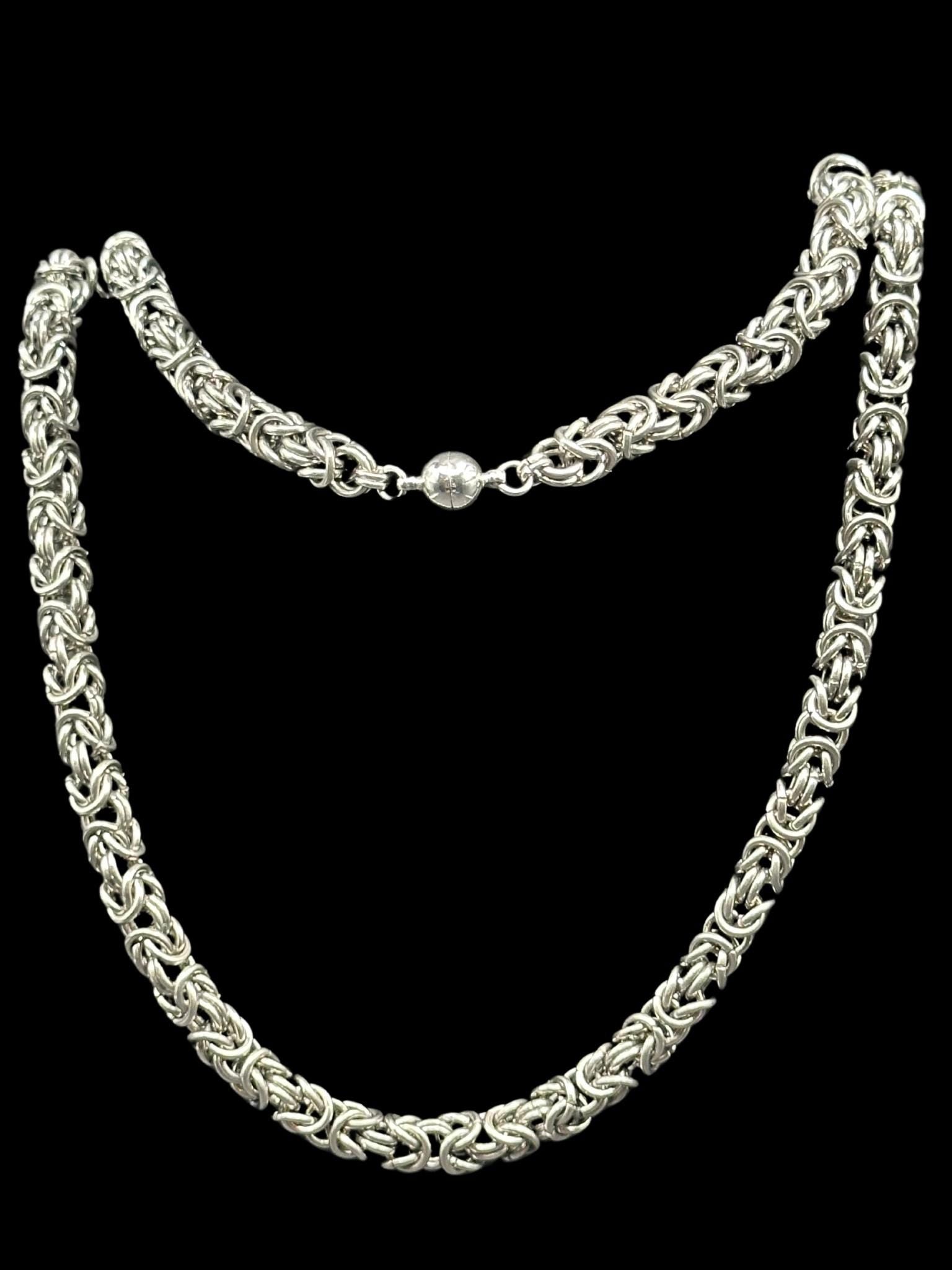 Stainless Steel Double Byzantine Chainmaille Necklace: Fantasy Unisex Jewelry