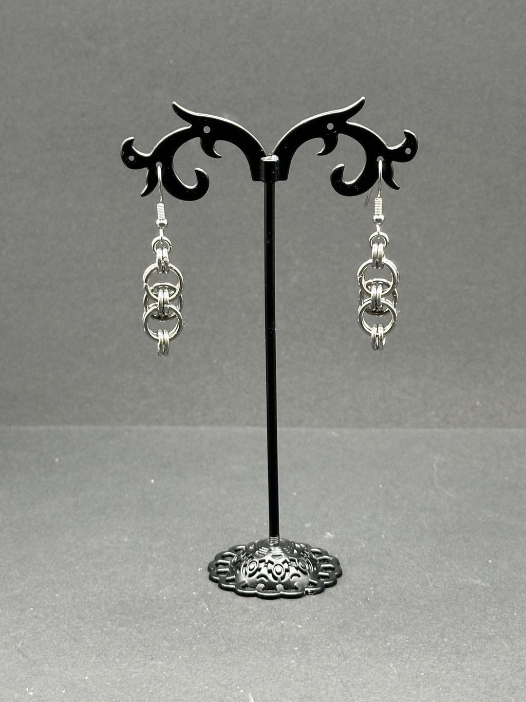 Helm Weave Chainmaille Earrings — Fantasy-Inspired Stainless Steel Elegance