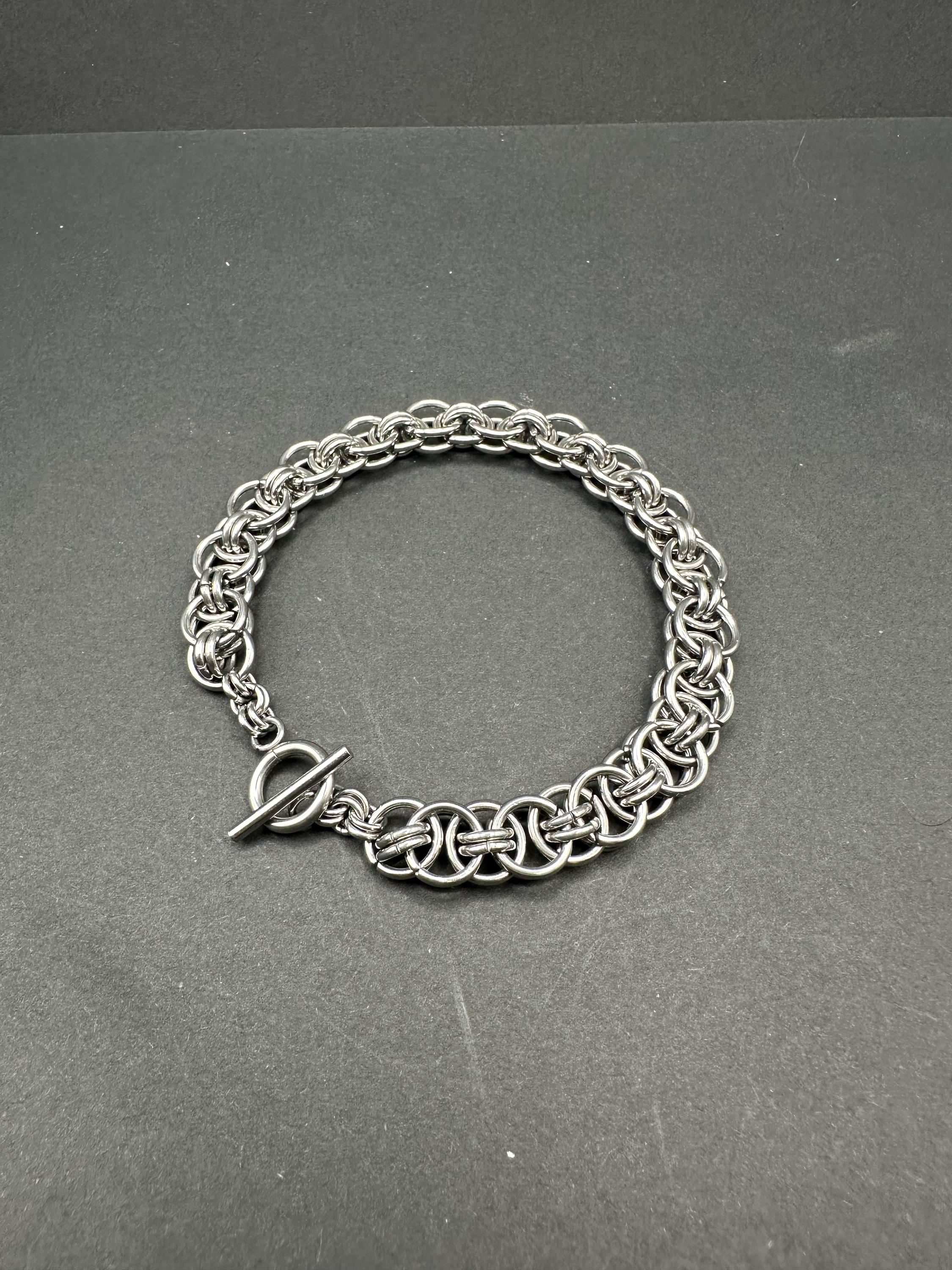 Helm Weave Chainmail Bracelet – Handmade Stainless Steel Chain Maille Jewelry – Elegant, Bold & Custom-Fit