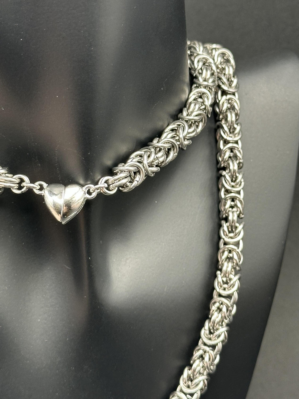 Stainless Steel Double Byzantine Chainmaille Necklace: Fantasy Unisex Jewelry