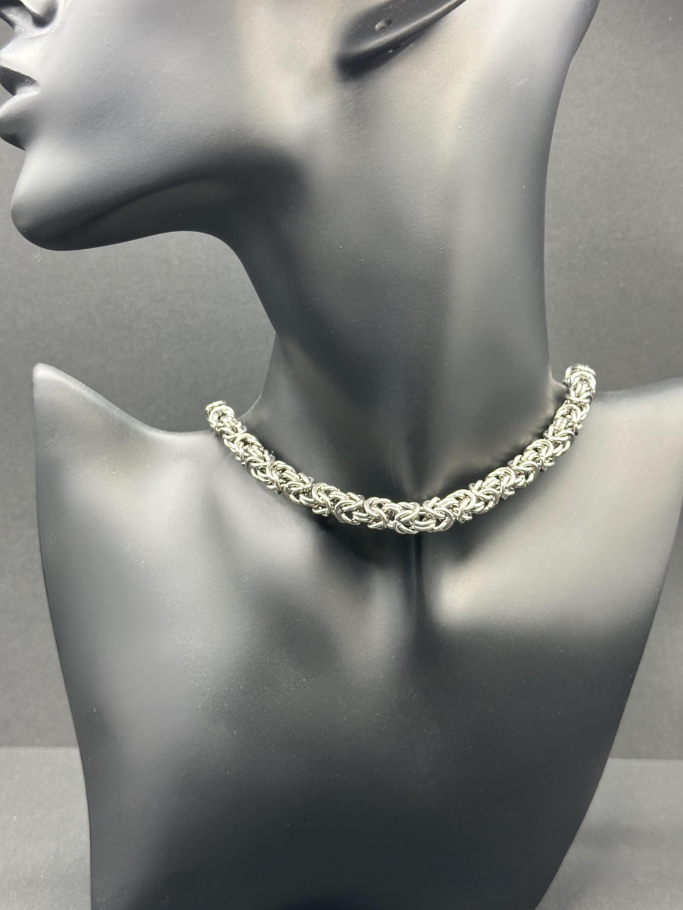 Handmade Stainless Steel Byzantine Chainmaille Necklace