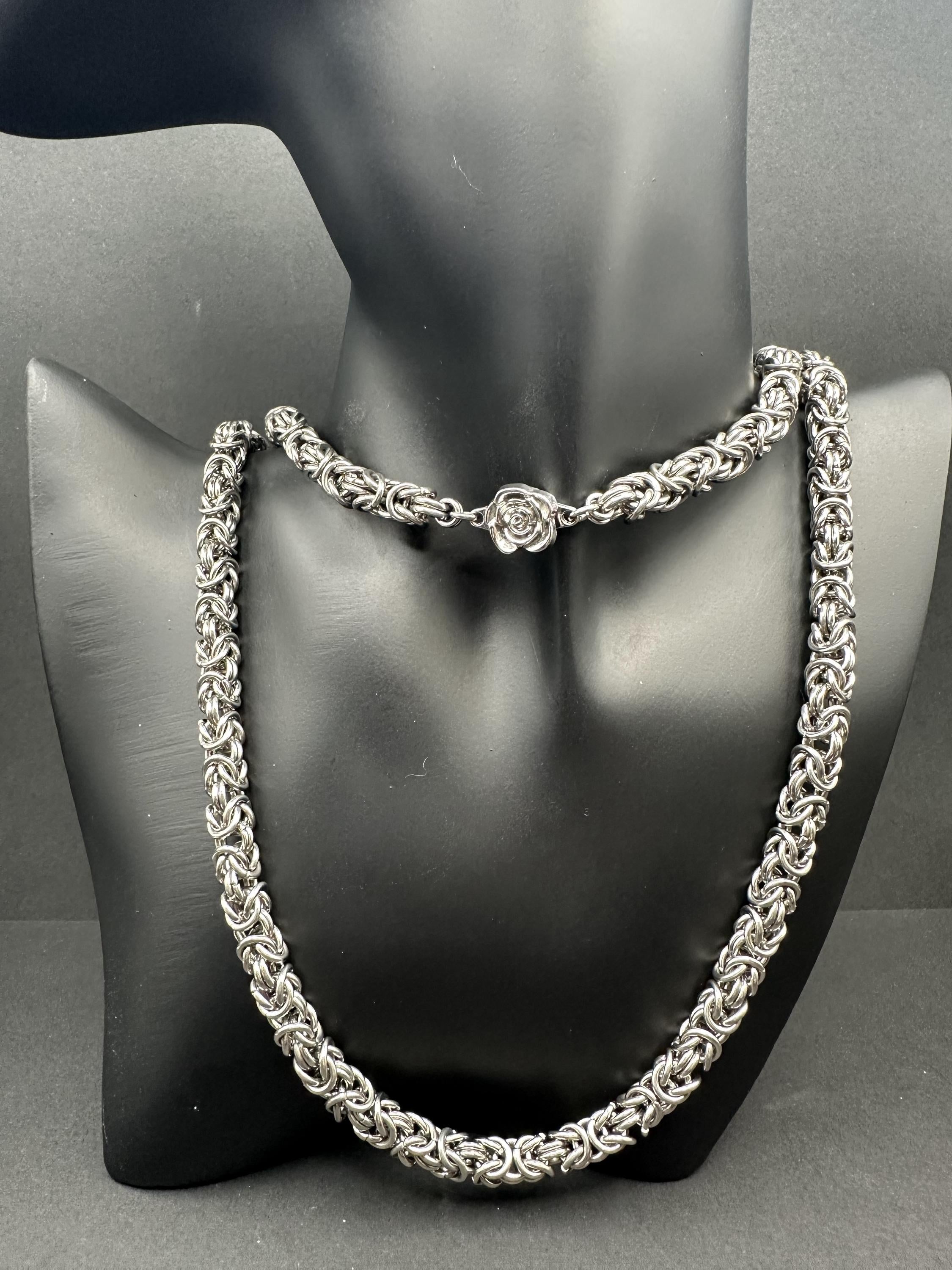 Stainless Steel Double Byzantine Chainmaille Necklace: Fantasy Unisex Jewelry
