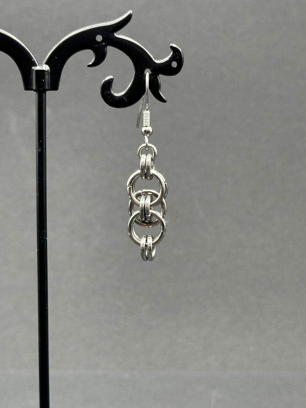 Helm Weave Chainmaille Earrings — Fantasy-Inspired Stainless Steel Elegance