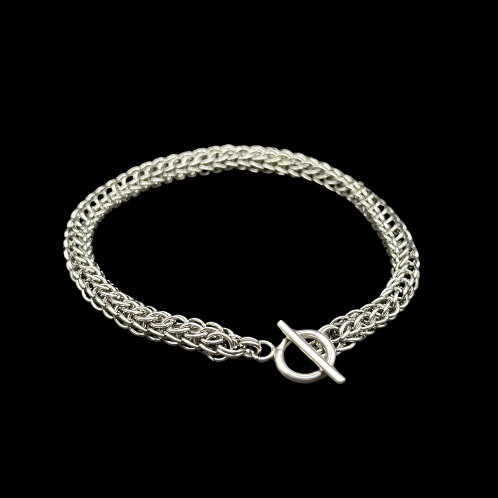 Small Persian 6-in-1 Chainmaille Bracelet – Stainless Steel – Handmade Fantasy Jewelry – Slim Intricate Weave