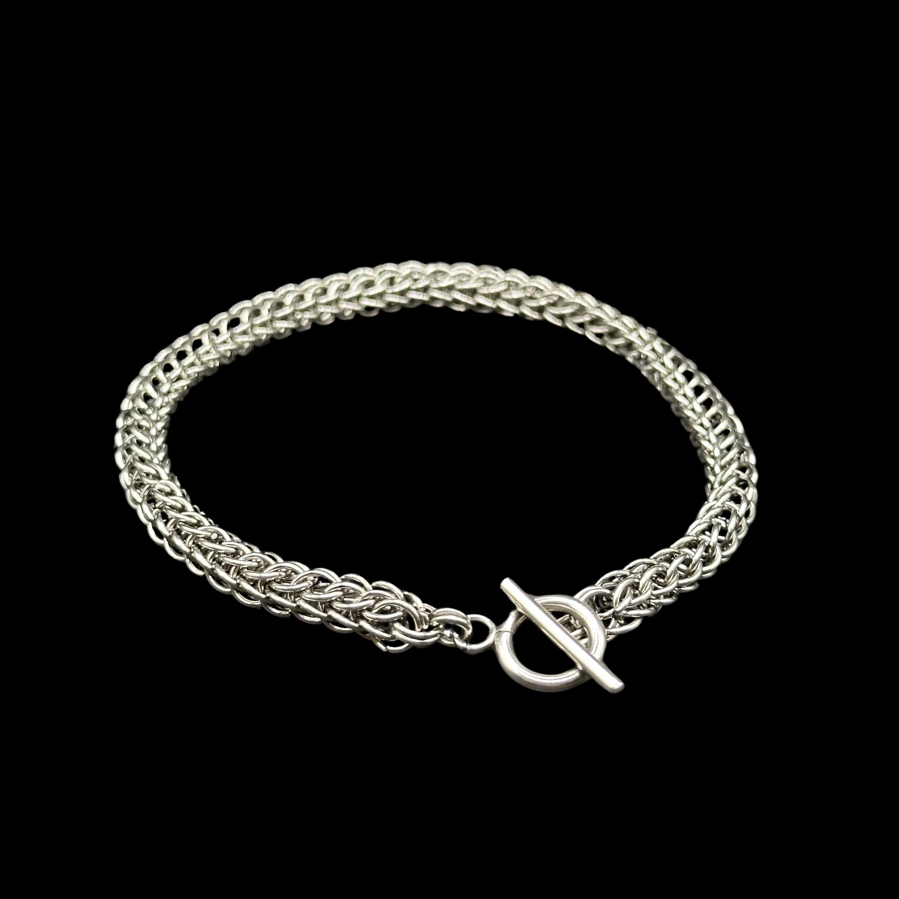 Small Persian 6-in-1 Chainmaille Bracelet – Stainless Steel – Handmade Fantasy Jewelry – Slim Intricate Weave