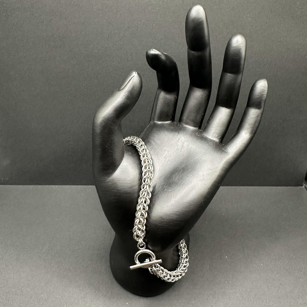 Small Persian 6-in-1 Chainmaille Bracelet – Stainless Steel – Handmade Fantasy Jewelry – Slim Intricate Weave