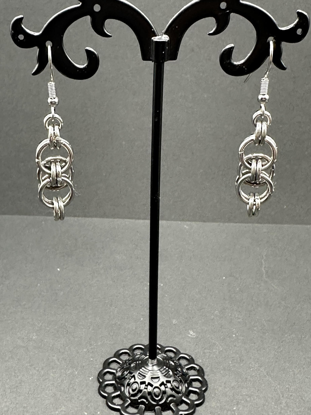 Helm Weave Chainmaille Earrings — Fantasy-Inspired Stainless Steel Elegance