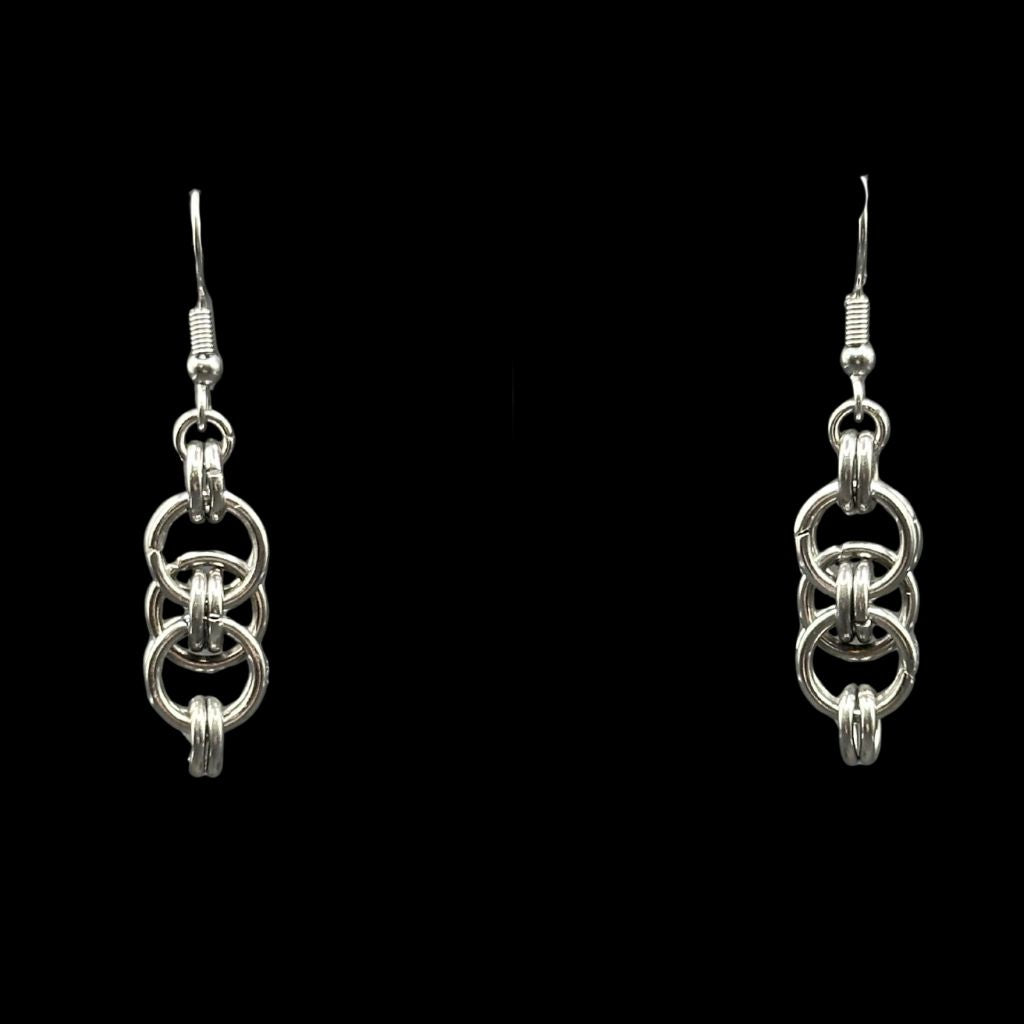 Helm Weave Chainmaille Earrings — Fantasy-Inspired Stainless Steel Elegance