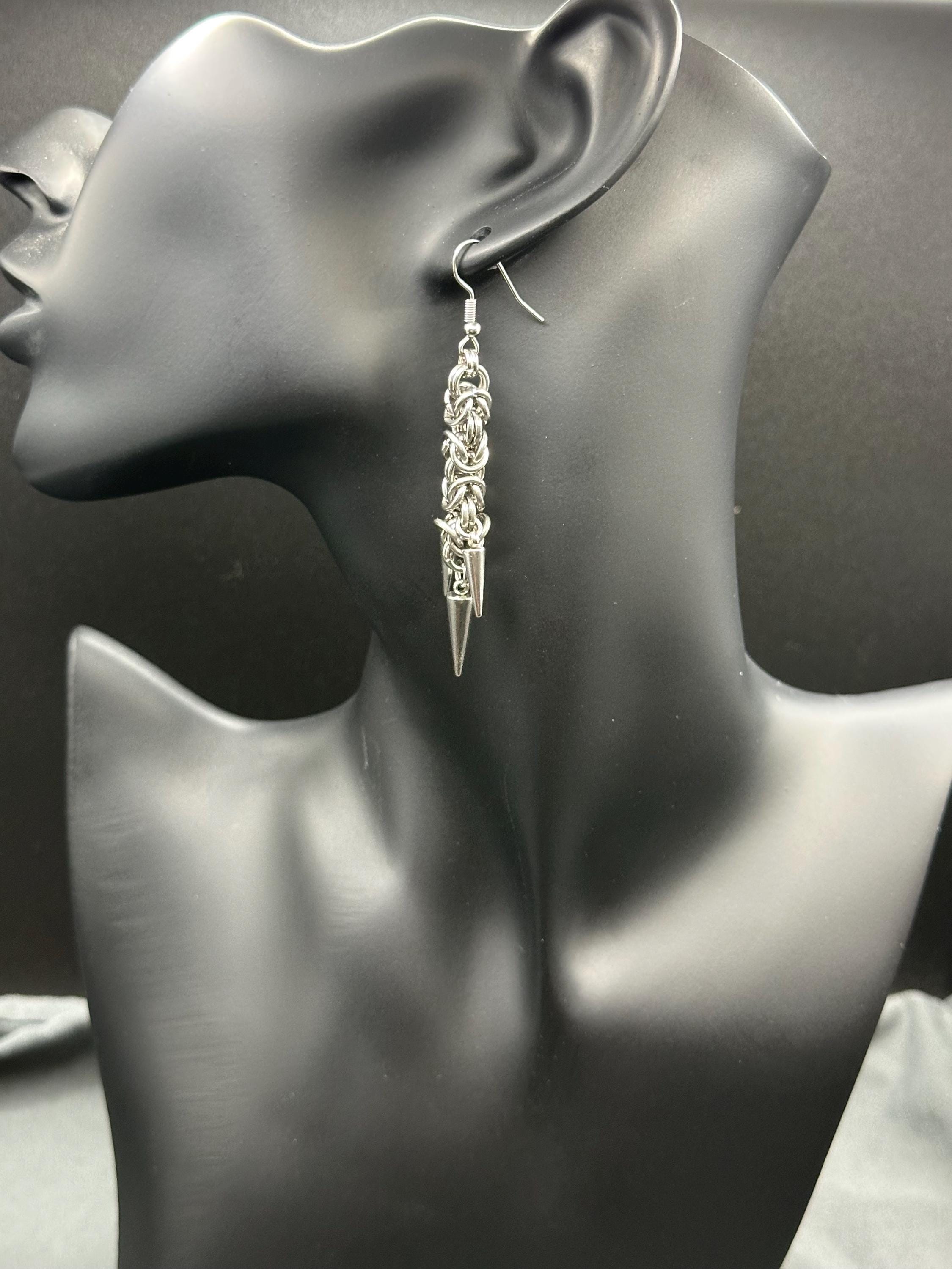 Byzantine Chainmaille Earrings - Stainless Steel - Handmade Fantasy Jewelry - Choose Your Length