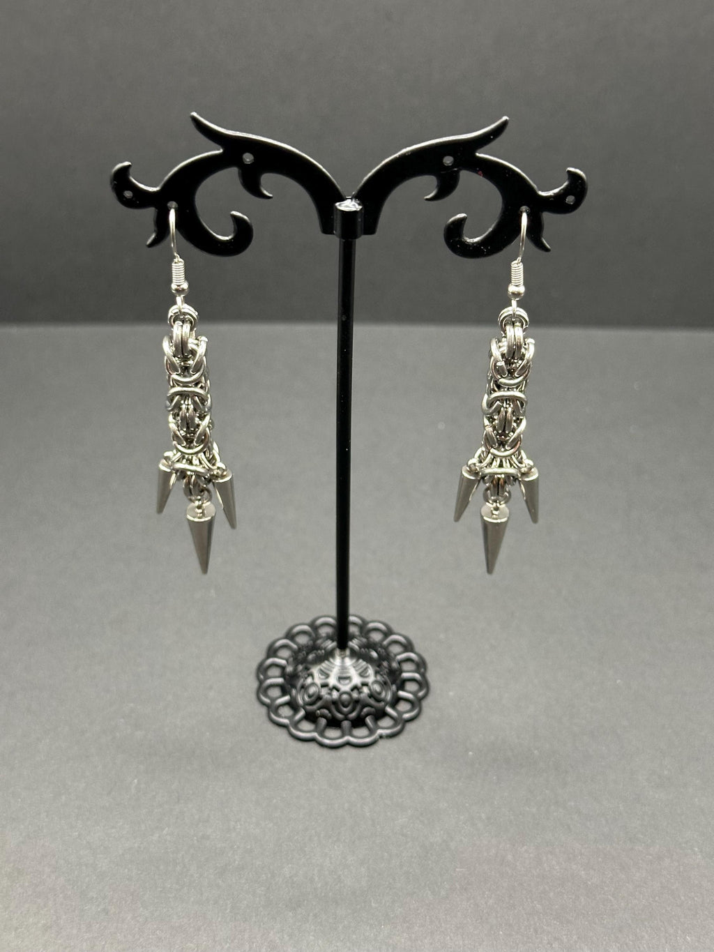 Byzantine Chainmaille Earrings - Stainless Steel - Handmade Fantasy Jewelry - Choose Your Length