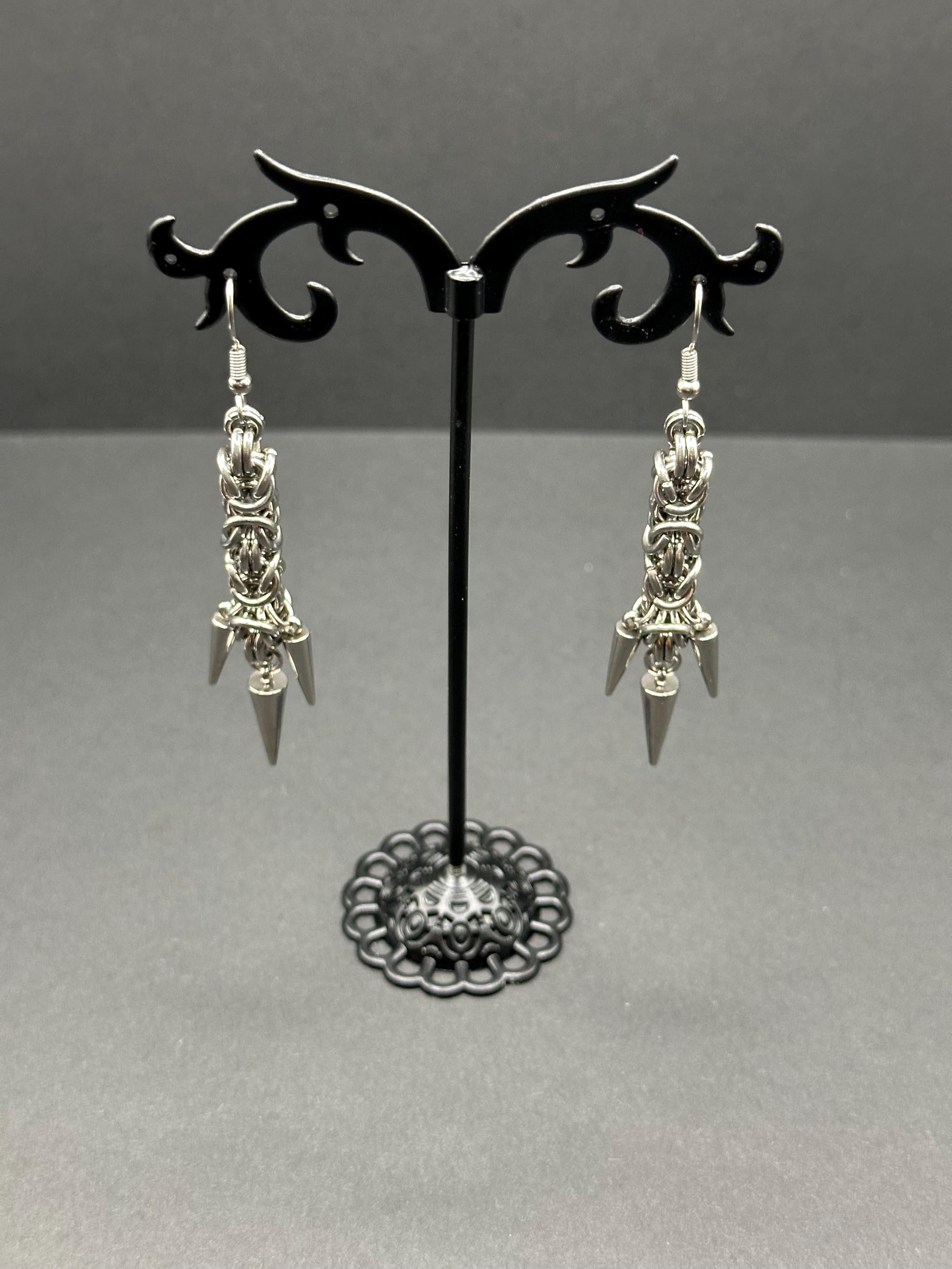 Byzantine Chainmaille Earrings - Stainless Steel - Handmade Fantasy Jewelry - Choose Your Length