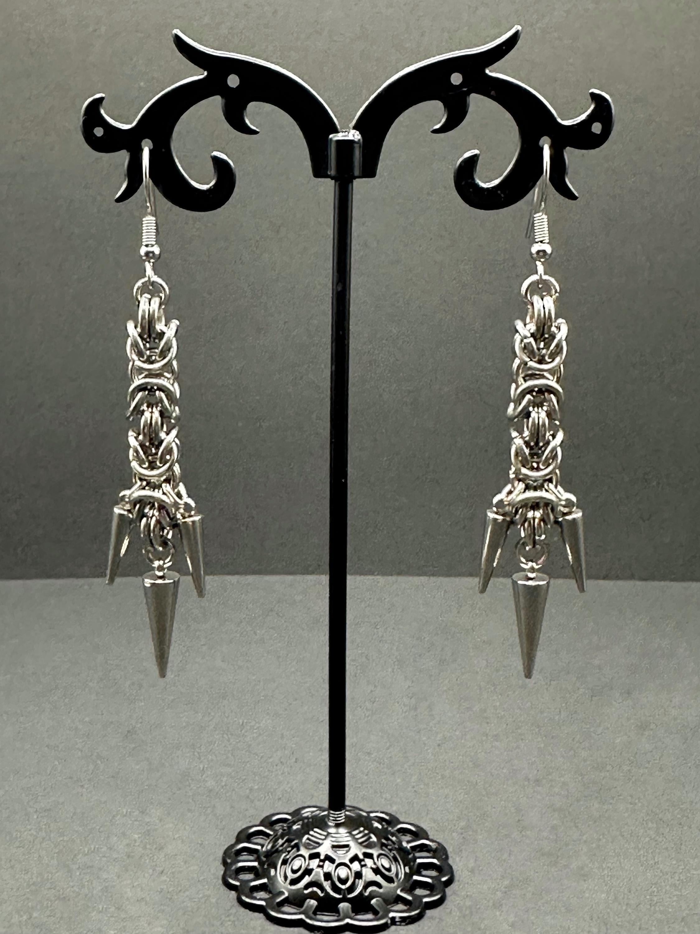 Byzantine Chainmaille Earrings - Stainless Steel - Handmade Fantasy Jewelry - Choose Your Length