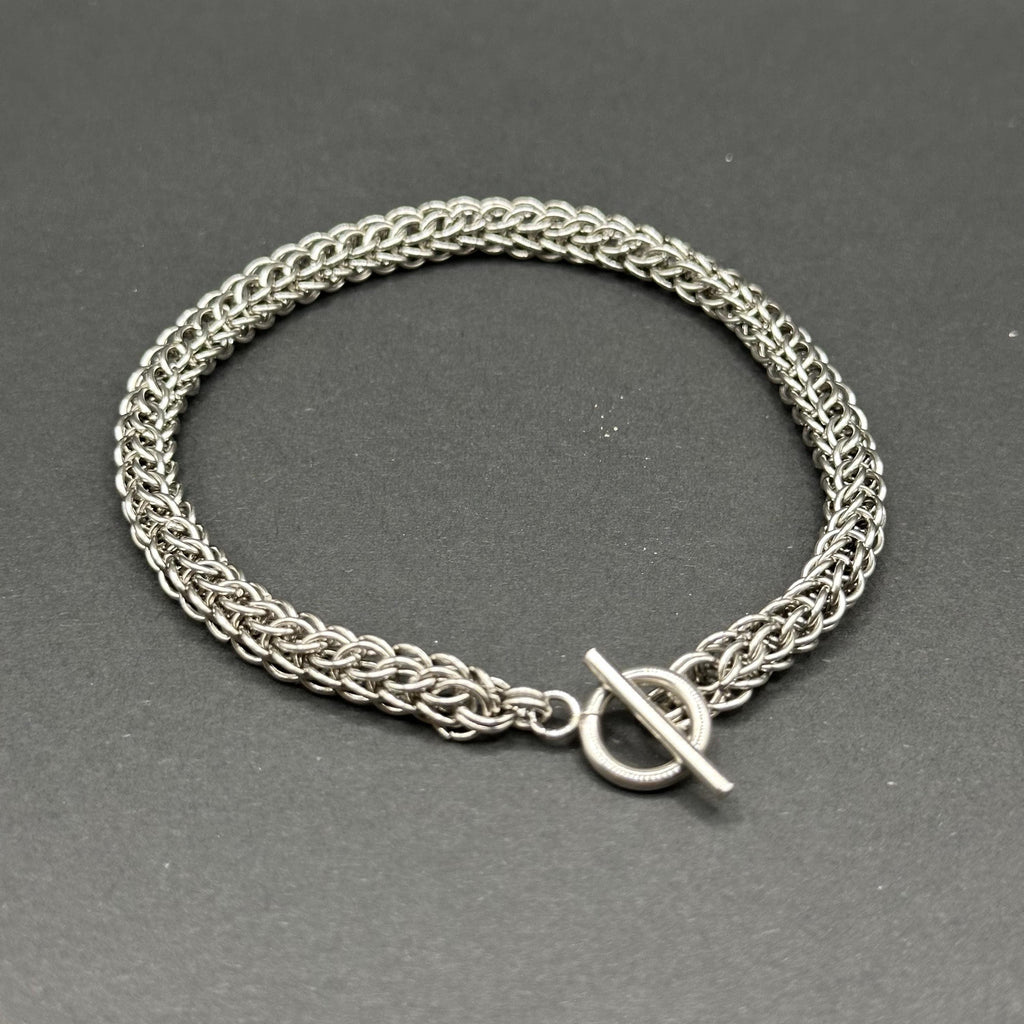 Small Persian 6-in-1 Chainmaille Bracelet – Stainless Steel – Handmade Fantasy Jewelry – Slim Intricate Weave