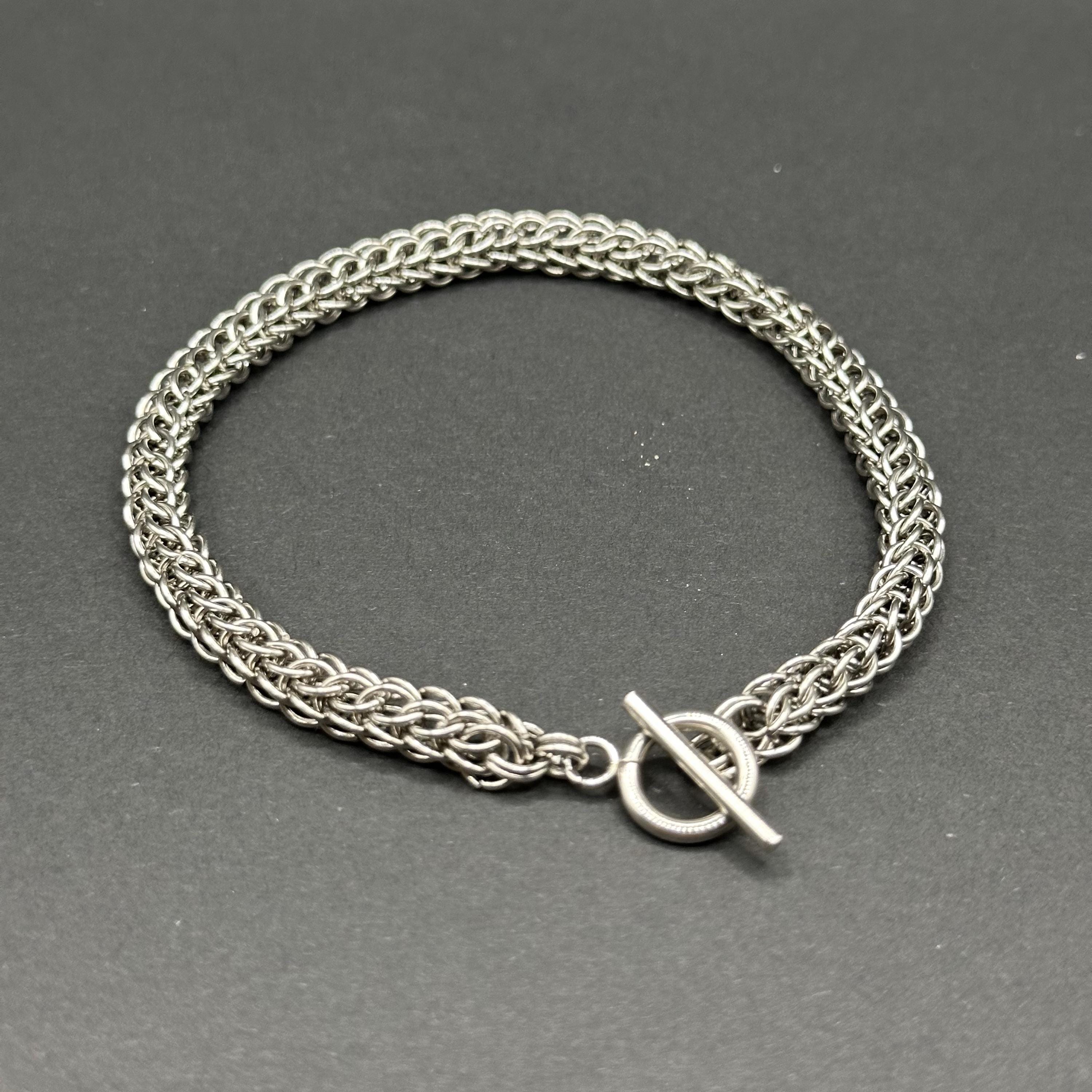 Small Persian 6-in-1 Chainmaille Bracelet – Stainless Steel – Handmade Fantasy Jewelry – Slim Intricate Weave